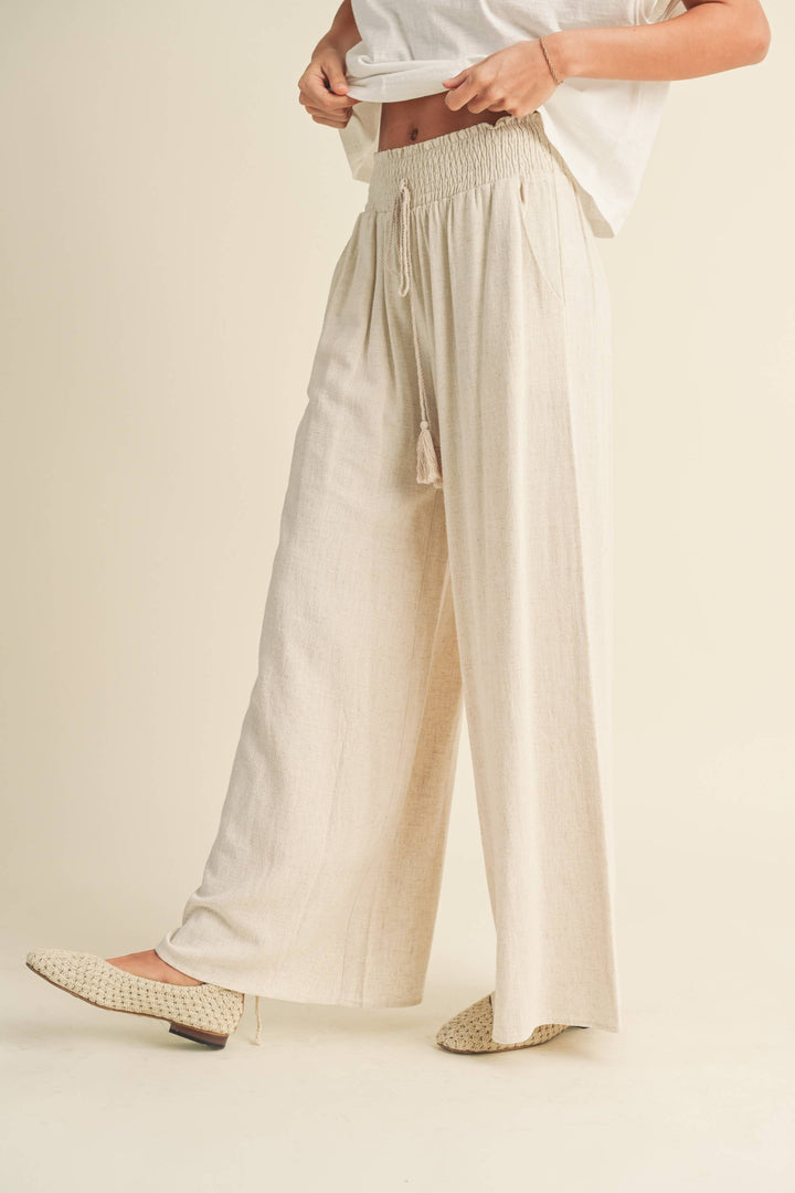 Lena Linen Smocked Waist Pants