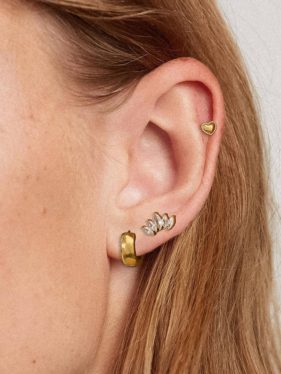 Anouk Gold Hearts, Hoops & CZ Earring
