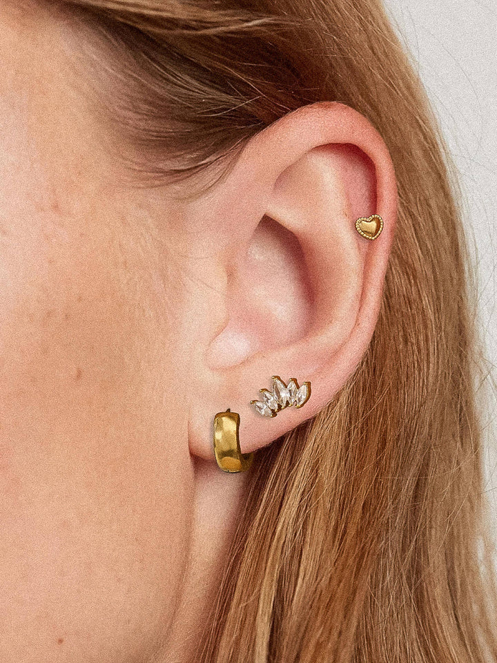 Anouk Gold Hearts, Hoops & CZ Earring