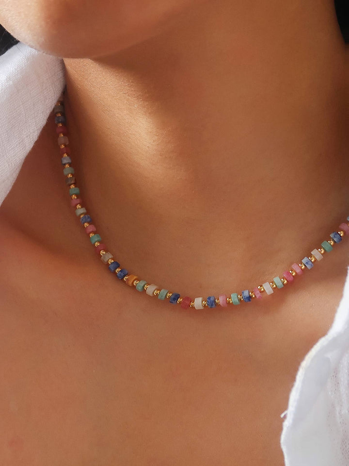 Lyric 18K Gold Non-Tarnish Faceted Bead Boho Necklace