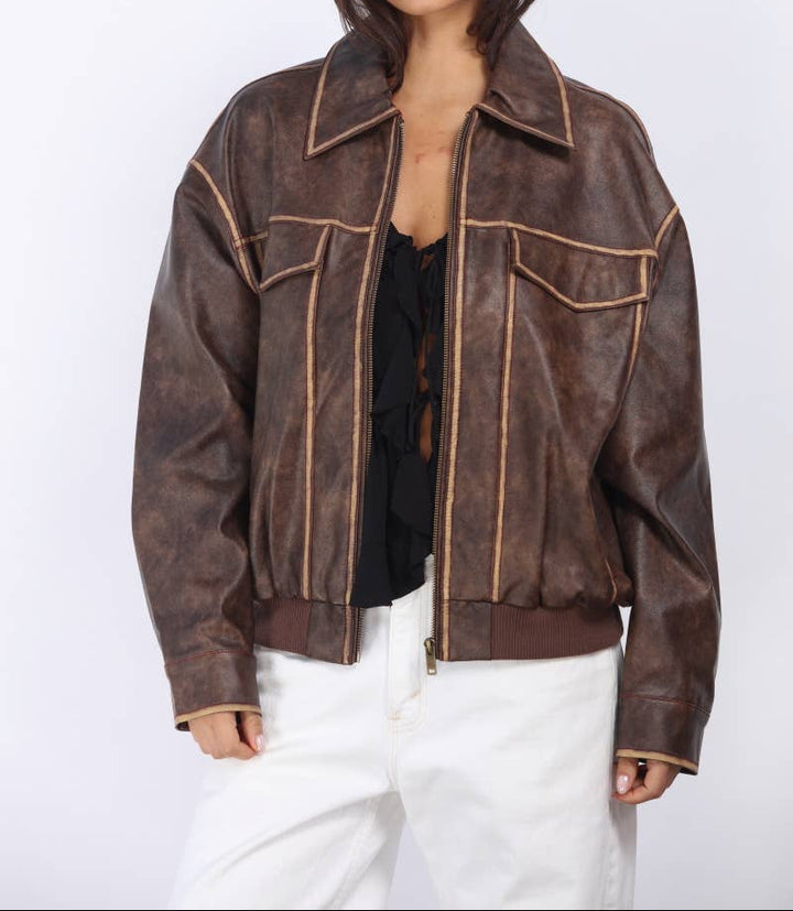 Margaret Two Tone Oversized Bomber Jacket