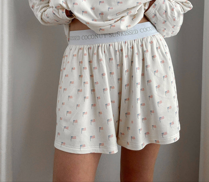 White American Flag Pajama Pattern Shorts