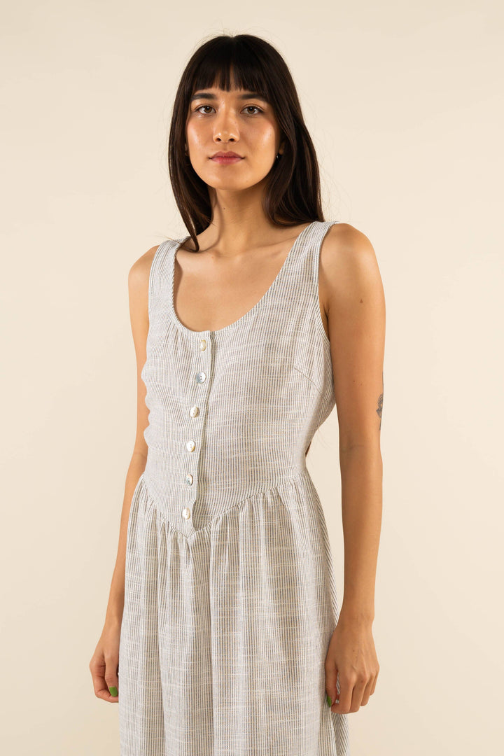 Petra Button Front Midi Dress