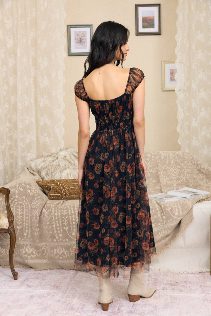 Amaya Floral Organza Midi Dress