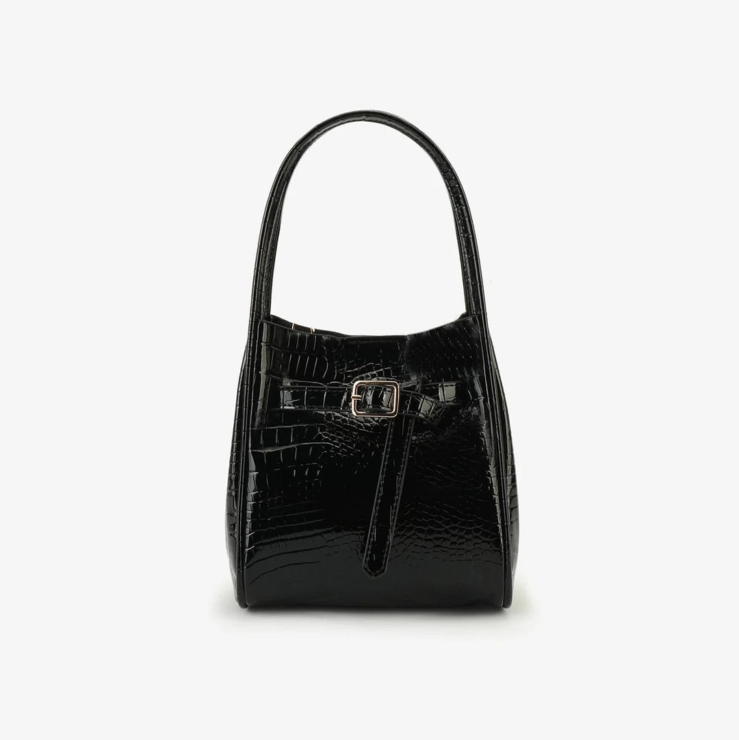 Hollace Mini Croc Black Buckle Bag
