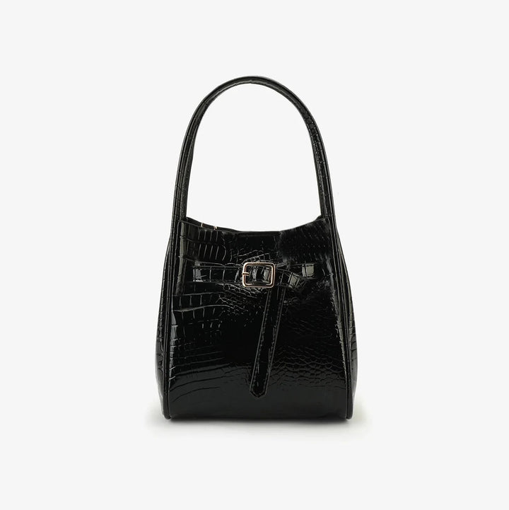 Hollace Mini Croc Black Buckle Bag