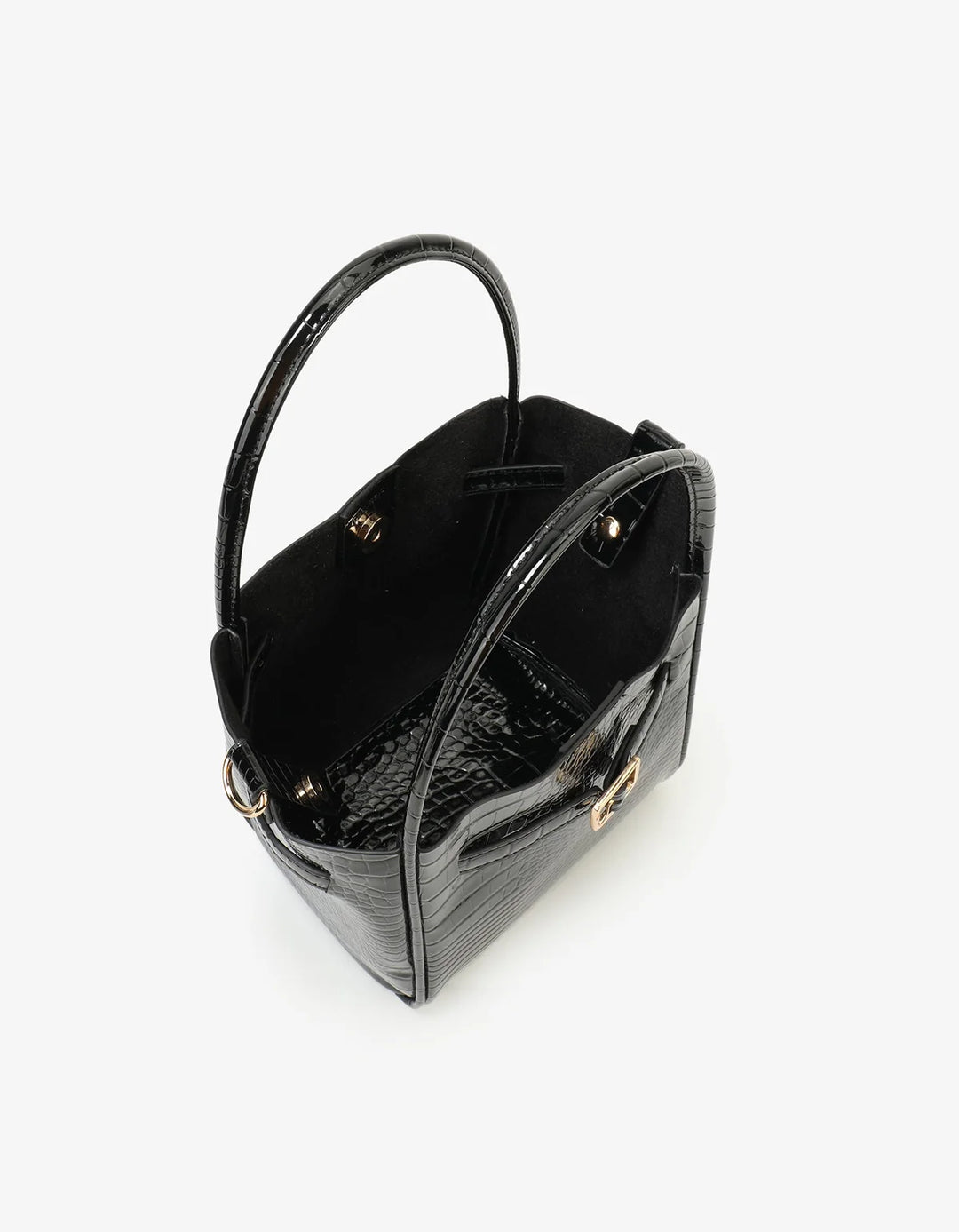 Hollace Mini Croc Black Buckle Bag