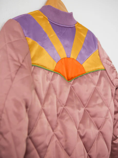 Dusty Rose Rising Sun Bomber Jacket