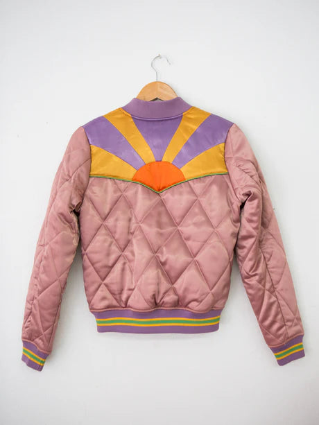 Dusty Rose Rising Sun Bomber Jacket