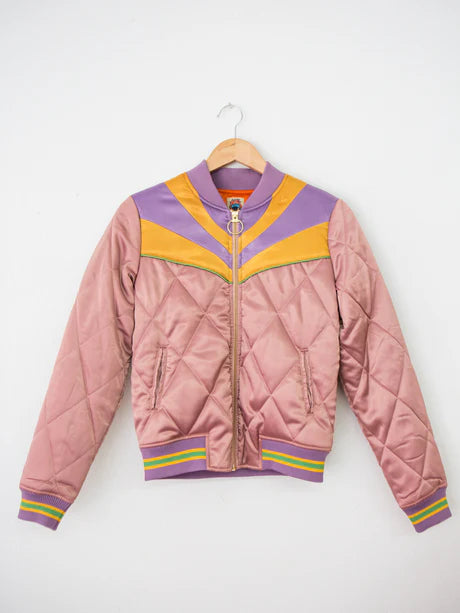 Dusty Rose Rising Sun Bomber Jacket