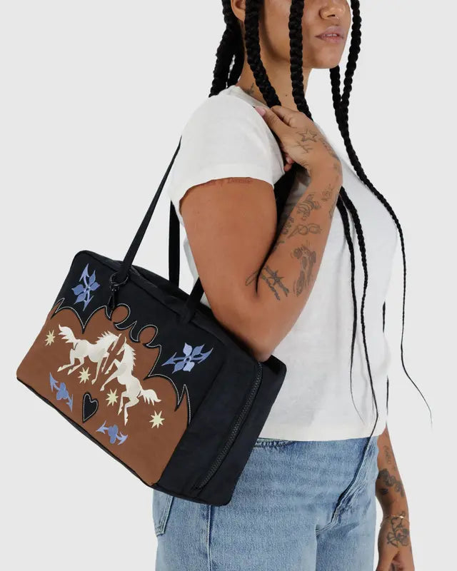 Baggu Medium Nylon Bowler Bag Western Appliqué