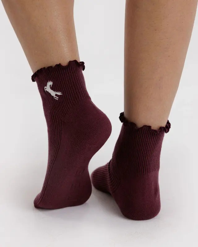 Baggu Lettuce Edge Socks Navy & Mahogony Icons