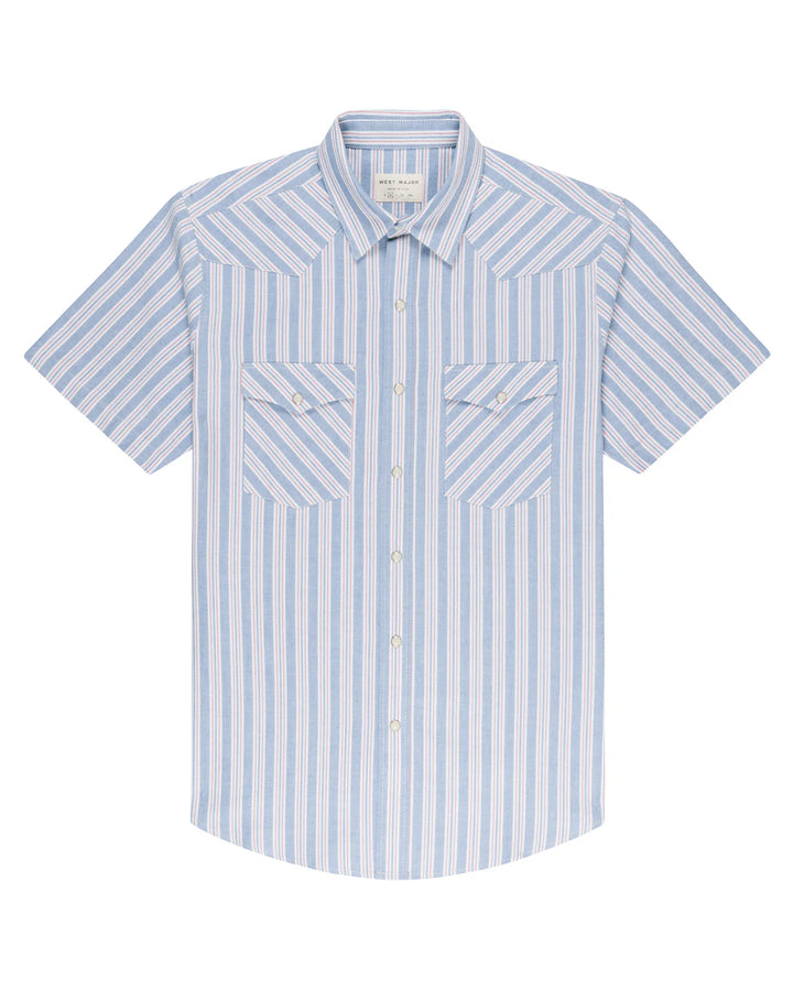 Oxford Blue & Red Stripe SS Shirt