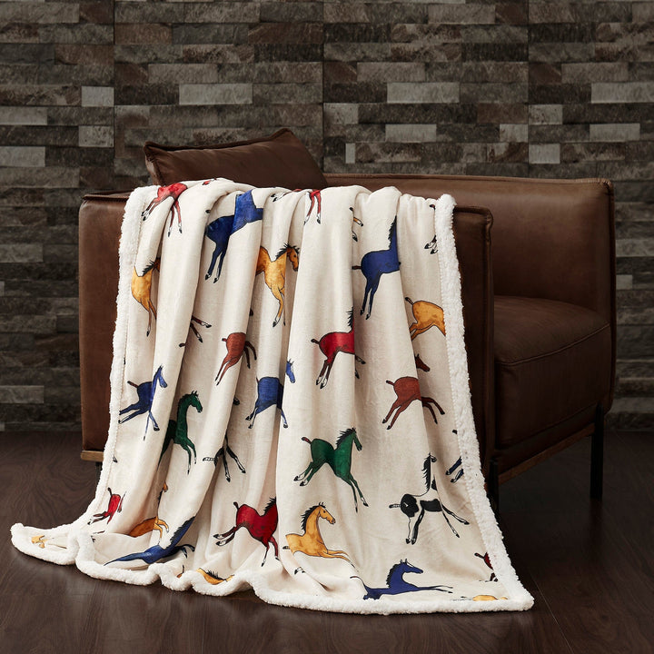 Wild Horses Campfire Sherpa Blanket