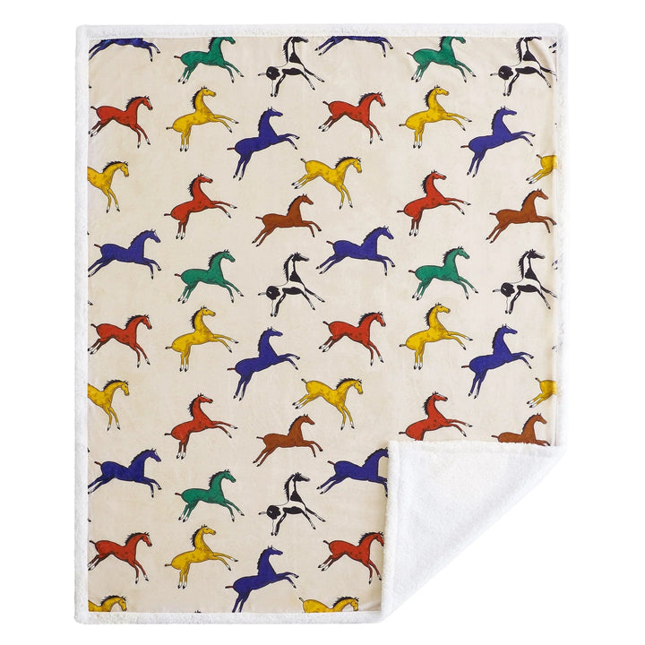 Wild Horses Campfire Sherpa Blanket